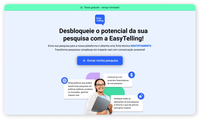 Tela da plataforma de comunicação científica